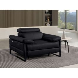 1246 DivanItalia BLACK  Power Reclining Arm Chairwith Power Headrests – Top Grain Italian Leather