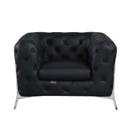 970 DivanItalia Black Chair in Top-Grain Italian Leather