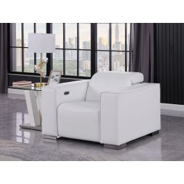 1208 Leather White Power Reclining Chair with Power Headrest