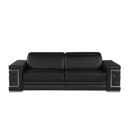 296 Black Genuine Leather Sofa