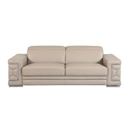 692 DivanItalia Beige Sofa with Adjustable Headrest in Top-Grain Italian Leather