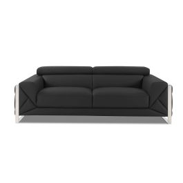 903 DivanItalia Dark Gray Sofa with Adjustable Headrest in Top-Grain Italian Leather