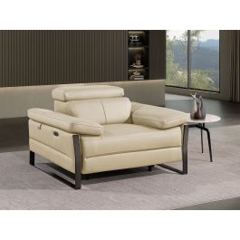 1246 DivanItalia BEIGE Power Reclining Arm Chairwith Power Headrests – Top Grain Italian Leather
