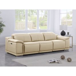 9762 DivanItalia Beige 3-Piece Modular Power Reclining Sofa with 3 Power Recliners in Top Grain Italian Leather