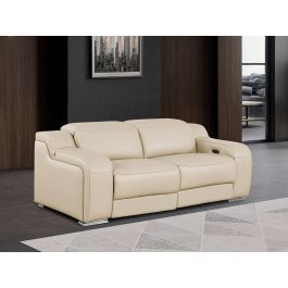 1116 DivanItalia Beige 2-Piece Modular Power Reclining Loveseat in Top Grain Italian Leather with 2 Power Recliners & Power Headrests