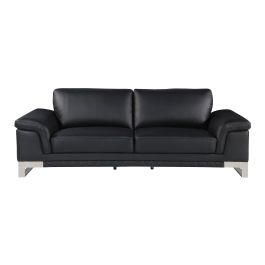 411 DivanItalia Black Sofa in Top-Grain Italian Leather