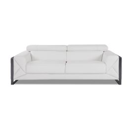 903 DivanItalia White Sofa with Adjustable Headrest in Top-Grain Italian Leather