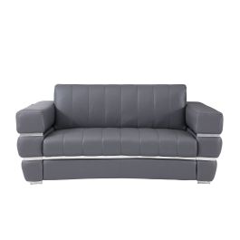 904 DivanItalia Dark Gray Loveseat in Top-Grain Italian Leather