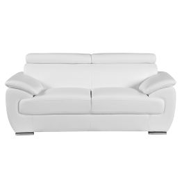 4571 White Genuine Leather Loveseat
