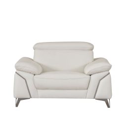 727 DivanItalia White Chair with Adjustable Headrest in Top-Grain Italian Leather
