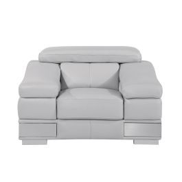 415 DivanItalia Light Gray Chair with Adjustable Headrest in Top-Grain Italian Leather