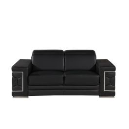 296 Black Genuine Loveseat