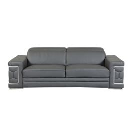 692 DivanItalia Dark Gray Sofa with Adjustable Headrest in Top-Grain Italian Leather