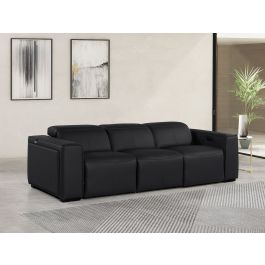 1224 DivanItalia Black 3-Piece Modular Power Reclining Sofa in Top Grain Italian Leather with 3 Power Recliners & Power Headrests