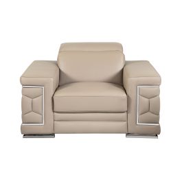 692 DivanItalia Beige Chair with Adjustable Headrest in Top-Grain Italian Leather