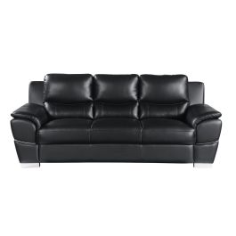 4572 Black Genuine Leather Sofa