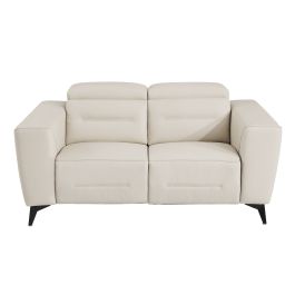 989 DivanItalia Beige Power Reclining Loveseat with Power Headrest in Top-Grain Italian Leather