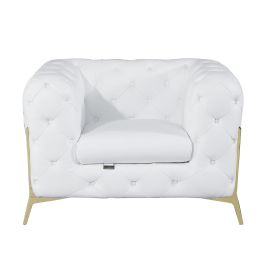 970 DivanItalia White Chair in Top-Grain Italian Leather