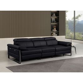 1246 DivanItalia BLACK Modular Power Triple Reclining Sofa with Power Reclining Headrests – Top Grain Italian Leather