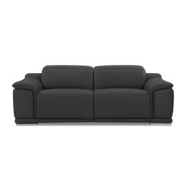 9762 DivanItalia Dark Gray Top Grain Italian Leather Power Reclining Loveseat with Adjustable Headrests