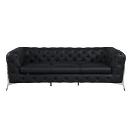 970 DivanItalia Black Sofa in Top-Grain Italian Leather