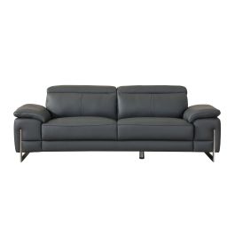 636 DivanItalia Dark Gray Sofa in Top-Grain Italian Leather