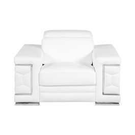 692 DivanItalia White Chair with Adjustable Headrest in Top-Grain Italian Leather