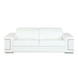 692 DivanItalia White Sofa with Adjustable Headrest in Top-Grain Italian Leather