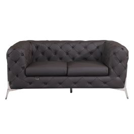 970 DivanItalia Brown Loveseat in Top-Grain Italian Leather