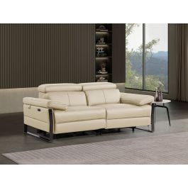 1246 DivanItalia BEIGE Top Grain Italian Leather Loveseat with Power Headrest