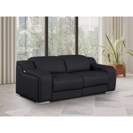 1116 DivanItalia Black 2-Piece Modular Power Reclining Loveseat in Top Grain Italian Leather with 2 Power Recliners & Power Headrests