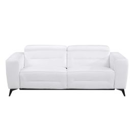 989 DivanItalia White Power Reclining Sofa with Power Headrest in Top-Grain Italian Leather