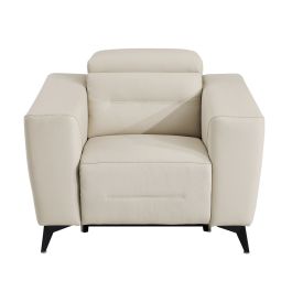 989 DivanItalia Beige Power Reclining Arm Chair with Power Headrest in Top-Grain Italian Leather