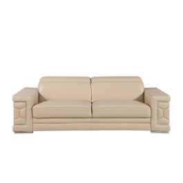 296 Beige Genuine Leather Sofa