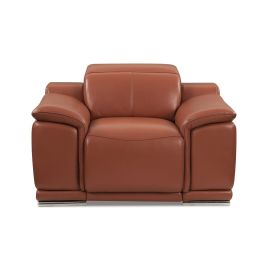 9762 DivanItalia Black Top Grain Italian Leather Power Reclining Chair with Adjustable Headrests