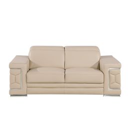 296 Beige Genuine Loveseat