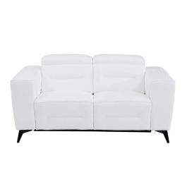 989 DivanItalia White Power Reclining Loveseat with Power Headrest in Top-Grain Italian Leather