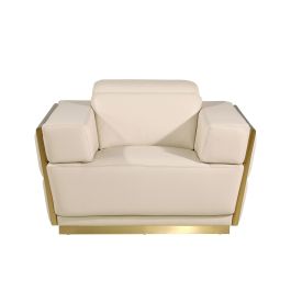 1111 DivanItalia Cream Chair with Adjustable Headrest in Top-Grain Italian Leather