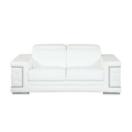 692 DivanItalia White Loveseat with Adjustable Headrest in Top-Grain Italian Leather