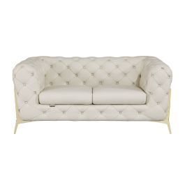 970 DivanItalia Cream Loveseat in Top-Grain Italian Leather