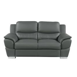4572 Gray Genuine Leather Loveseat