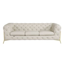 970 DivanItalia Cream Sofa in Top-Grain Italian Leather