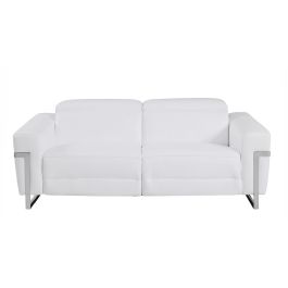 990 DivanItalia White Power Reclining Sofa with Power Headrest in Top-Grain Italian Leather