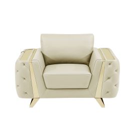 1050 DivanItalia Beige Chair in Top-Grain Italian Leather