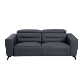 989 DivanItalia Dark Gray Power Reclining Sofa with Power Headrest in Top-Grain Italian Leather