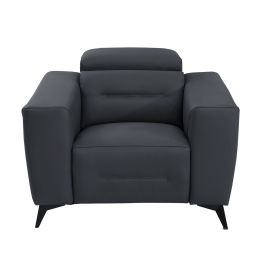 989 DivanItalia Dark Gray Power Reclining Arm Chair with Power Headrest in Top-Grain Italian Leather