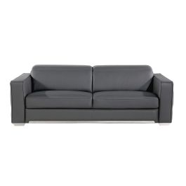 1120 DivanItalia Dark Gray Sofa with Adjustable Headrest in Top-Grain Italian Leather