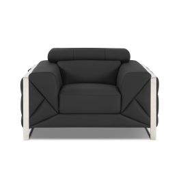 903 DivanItalia Dark Gray Chair with Adjustable Headrest in Top-Grain Italian Leather