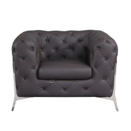 970 DivanItalia Brown Chair in Top-Grain Italian Leather