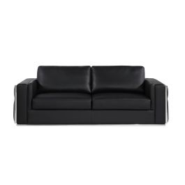 1130 DivanItalia Black Sofa in Top-Grain Italian Leather